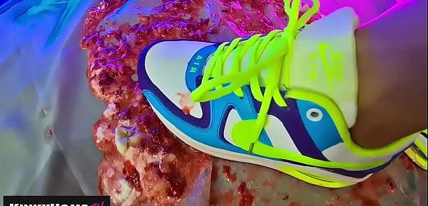  Destruction of food by sneakers NIKE AIR